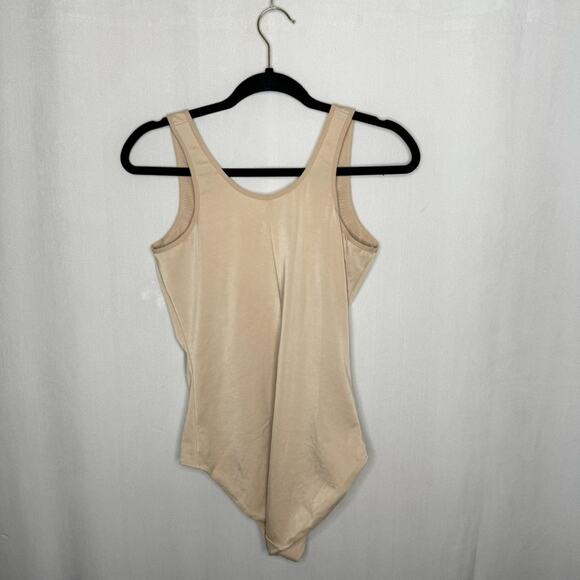 IZOD / tan nude plunge shape wear tank bodysuit / XL - Picture 2 of 9